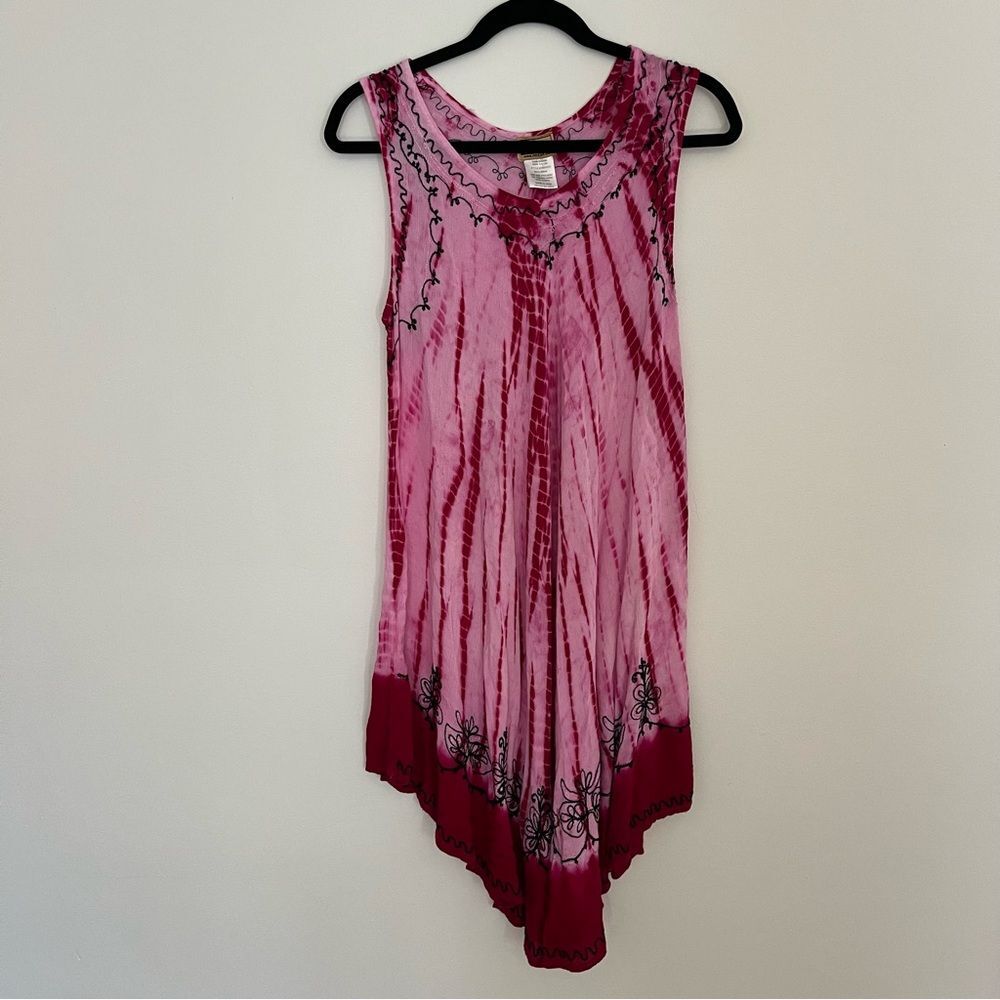 Ingear Vintage tie dye dress beach cover up one size pink